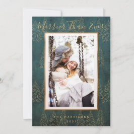 冬の金ゴールドクリスマスツリー写真ホリデーカード シーズンカード