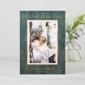 冬の金ゴールドクリスマスツリー写真ホリデーカード シーズンカード (スタンド正面)