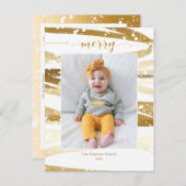 冬の金ゴールドスワッシュメリースクリプトタイポグラフィ写真 ポストカード (正面/裏面)