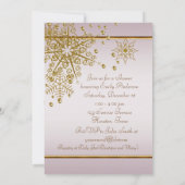 冬の金ゴールドピンクスノーフレーク赤ちゃんガールシャワー 招待状 (裏面)