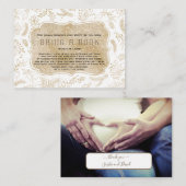 冬の金ゴールドフレーム写真ベビーシャワー本を持って来る エンクロージャーカード (正面/裏面)