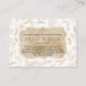 冬の金ゴールドフレーム写真ベビーシャワー本を持って来る エンクロージャーカード (正面)