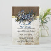 冬の金ゴールドリボンブルーフローラ結婚式 招待状 (スタンド正面)