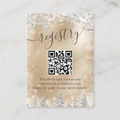 冬の金ゴールドワンダーランドブライダルシャワーQRレジストリ エンクロージャーカード (正面)