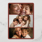 冬の金ゴールド水色クリスマスベリー写真 箔シーズンカード (裏面)