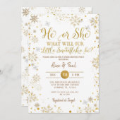 冬の金ゴールド男女がパーティー 招待状 (正面/裏面)