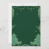冬の金ゴールド雪の松の緑のクリスマス 招待状 (裏面)