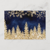 冬の金ゴールド雪の松ネイビーブおむつラッフルベビー エンクロージャーカード (裏面)