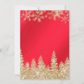 冬の金ゴールド雪は赤いクリスマス企業のを松に咲く 招待状 (裏面)