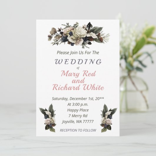 冬の針葉樹フローラクリームカラリリー結婚ズ 招待状 (スタンド正面)