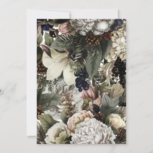 冬の針葉樹フローラクリームカラリリー結婚ズ 招待状 (裏面)