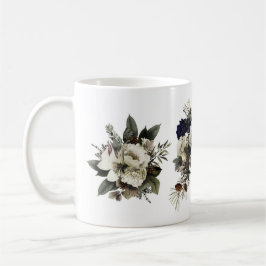 冬の針葉樹フローラクリームマグノリア牡丹バラ コーヒーマグカップ