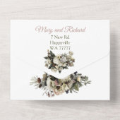 冬の針葉樹フローラクリーム牡丹エレガントな結婚式 オールインワン招待状 (裏面)