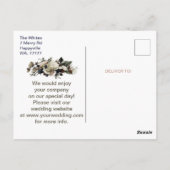 冬の針葉樹フローラ牡丹ウェディング日付を保存 ポストカード (裏面)