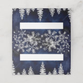 冬の銀の雪の松のネイビー企業のクリスマス プレイスカード (外部開封)