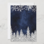 冬の銀の雪の松のネイビー企業のクリスマス 招待状 (裏面)