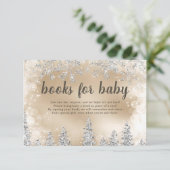 冬の銀の雪の松の金ゴールドの本ベビー エンクロージャーカード (スタンド正面)