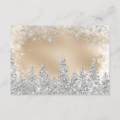 冬の銀の雪の松の金ゴールドの本ベビー エンクロージャーカード (裏面)