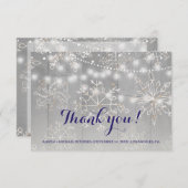 冬の銀の雪結婚片 | ストリングライト サンキューカード (正面/裏面)