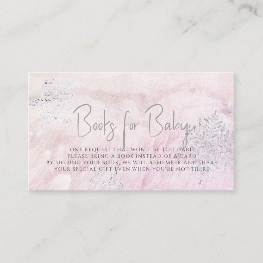 冬の銀凍っていのスノーフレークのピンクのブックリクエスト エンクロージャーカード (正面)