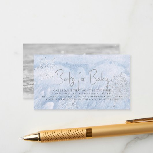 冬の銀凍っていのスノーフレークブルーブックリクエスト エンクロージャーカード (正面/裏面インサイチュ)