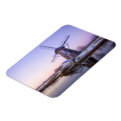 冬の長方形マグネットで日の出の間の風車 マグネット (左側)