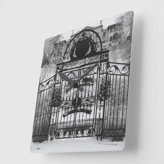 冬の門 スクエア壁時計 (傾斜)