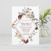 冬の開花ダイヤモンドシェイプ – バーガン結婚ディ 招待状 (スタンド正面)