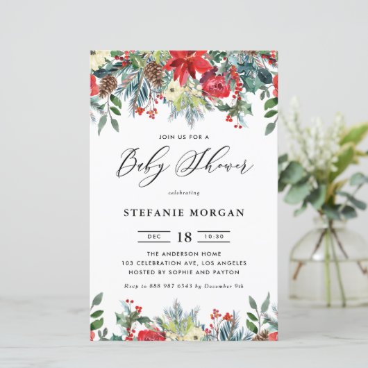 冬の開花フローラベビーシャワー招待状 (スタンド正面)