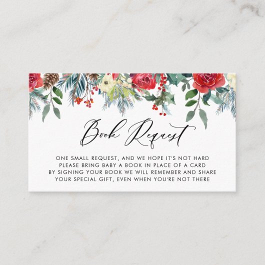 冬の開花赤ちゃんシャワーブックリクエスト エンクロージャーカード (正面)