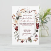 冬の開花金ゴールドフレーム – Burgundy 結婚 -'s | 招待状 (スタンド正面)