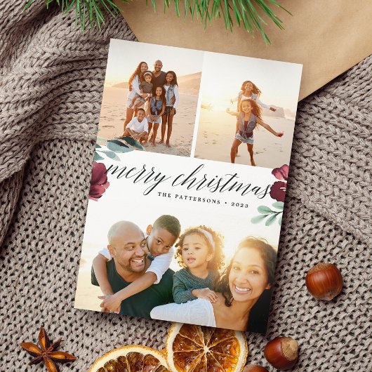 冬の開花 | 3枚のフォトホリデーカード シーズンカード