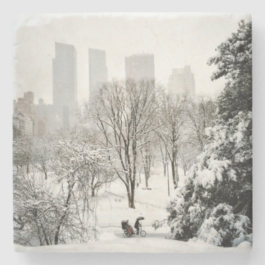 冬の間のセントラル・パークのPedicab ストーンコースター (正面)