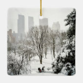 冬の間のセントラル・パークのPedicab セラミックオーナメント (裏面)