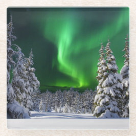 冬の間の北の光 ガラスコースター