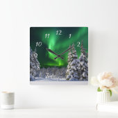 冬の間の北の光 スクエア壁時計 (ホーム)