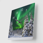 冬の間の北の光 スクエア壁時計 (傾斜)