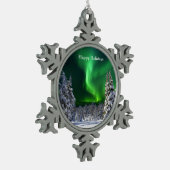 冬の間の北の光 スノーフレークピューターオーナメント (左)