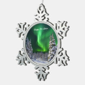 冬の間の北の光 スノーフレークピューターオーナメント (右)