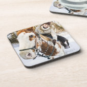 冬の間の馬のアウトドアの女性 コースター (左側)