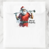 冬の間ゴルフを楽しむサンタクロース スクエアシール (バッグ)