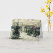 冬の間ニューハンプシャー州の納屋 カード (黄色い花)