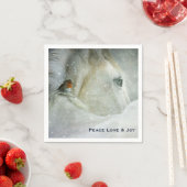 冬の降雪クリスマスに白い馬と鳥 スタンダードカクテルナプキン (インサイチュ)