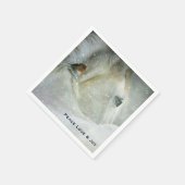 冬の降雪クリスマスに白い馬と鳥 スタンダードカクテルナプキン (角)