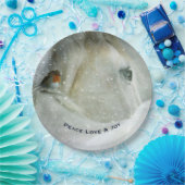 冬の降雪クリスマスに白い馬と鳥 ペーパープレート (パーティー)