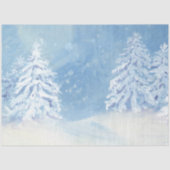 冬の降雪クリスマスツリー青い水色 薄葉紙 (正面)
