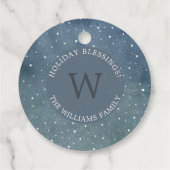 冬の降雪ダークブルーモノグラムホリデー フェイバータグ (裏面)