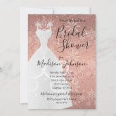 冬の降雪ブライダルシャワー-バラ金ゴールド 招待状 (正面)