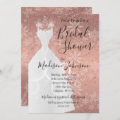 冬の降雪ブライダルシャワー-バラ金ゴールド 招待状 (正面/裏面)