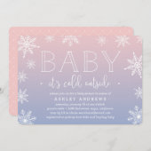 冬の降雪ベビーシャワー招待状 |赤面 招待状 (正面/裏面)